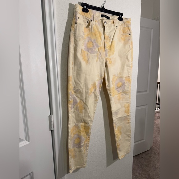 Lauren Ralph Lauren Black Label Womens High Rise Skinny Ankle Pastel Floral Jean - Picture 3 of 10